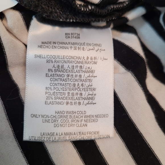 BCBGMaxAzria Dress Bodycon One-Shoulder Dress Black White Stripe Mesh Overlay XS - Picture 11 of 16